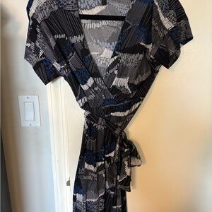 BCBGMaxAzria Black and Blue Abstract Maxi Dress